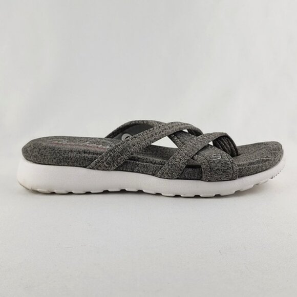 Skechers Rumblets Splendor Grey White Flat Sandal Toe Ring Lightweight Size 6 - Picture 3 of 14